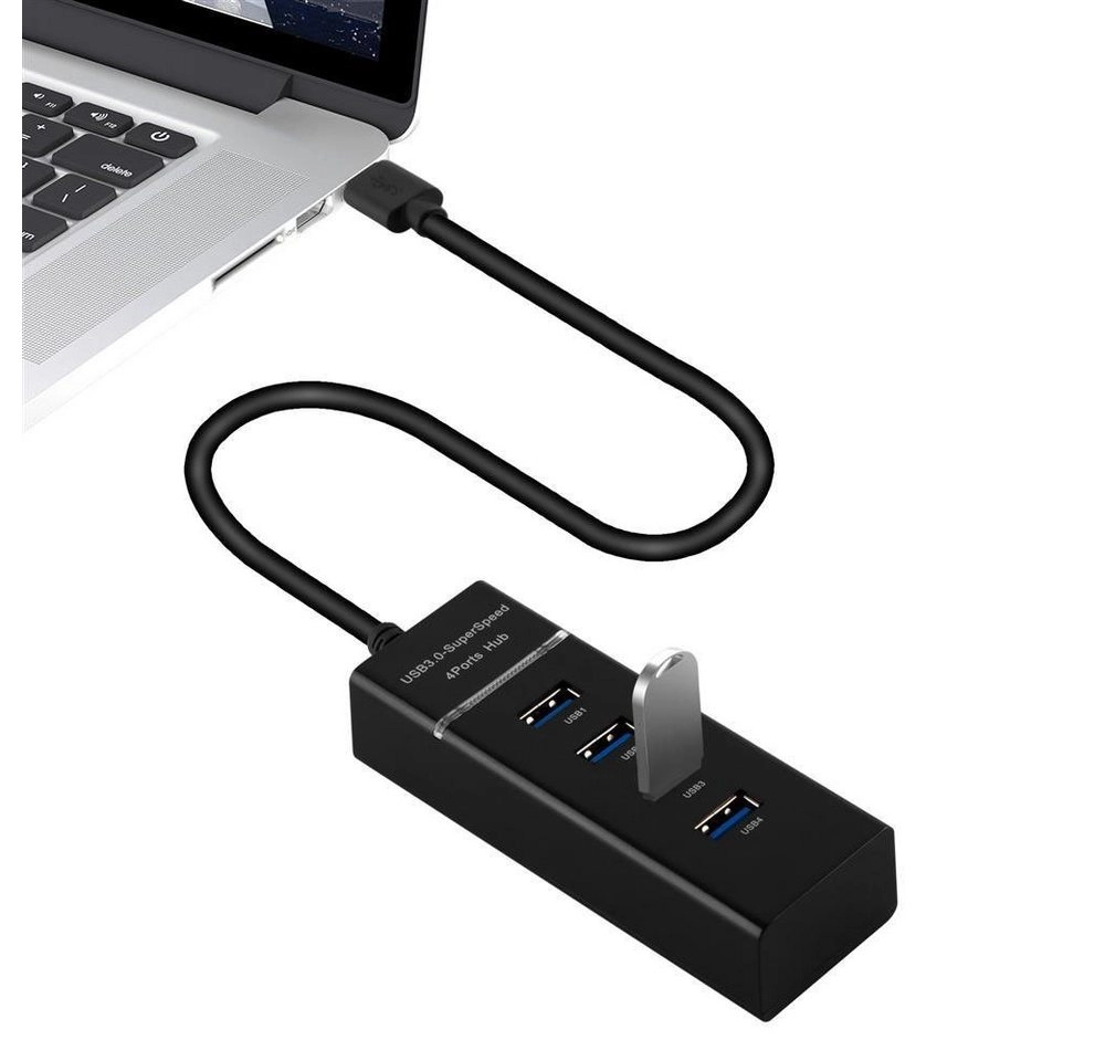 Cadorabo ? 4-Port USB 3.0 Multischnittstelle Plug & Play mit USB 3.0 Anschluss und 4 USB 3.0 Buchsen für Laptops, Tablets und modernen Geräte mit USB-C Ladeanschluss wie z. B. Apple MacBook, Lenovo Yoga 900, Google Chromebook Pixel und den neuen Dell XPS 