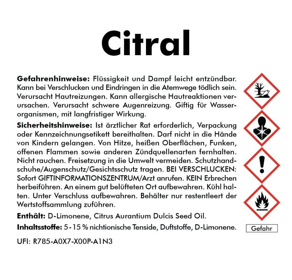 ABACUS »Citral« Flüssigreiniger (Orangenreiniger, Fleckenentferner, Geruchsvernichter, 1x 500 ml Citral, für strahlende Sauberkeit)