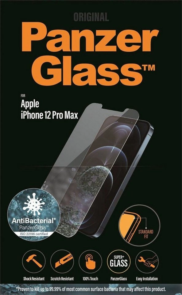 PanzerGlass »iPhone 12 Pro Max Antibakteriel Standard Fit« für Apple iPhone 12 Pro Max, Displayschutzglas