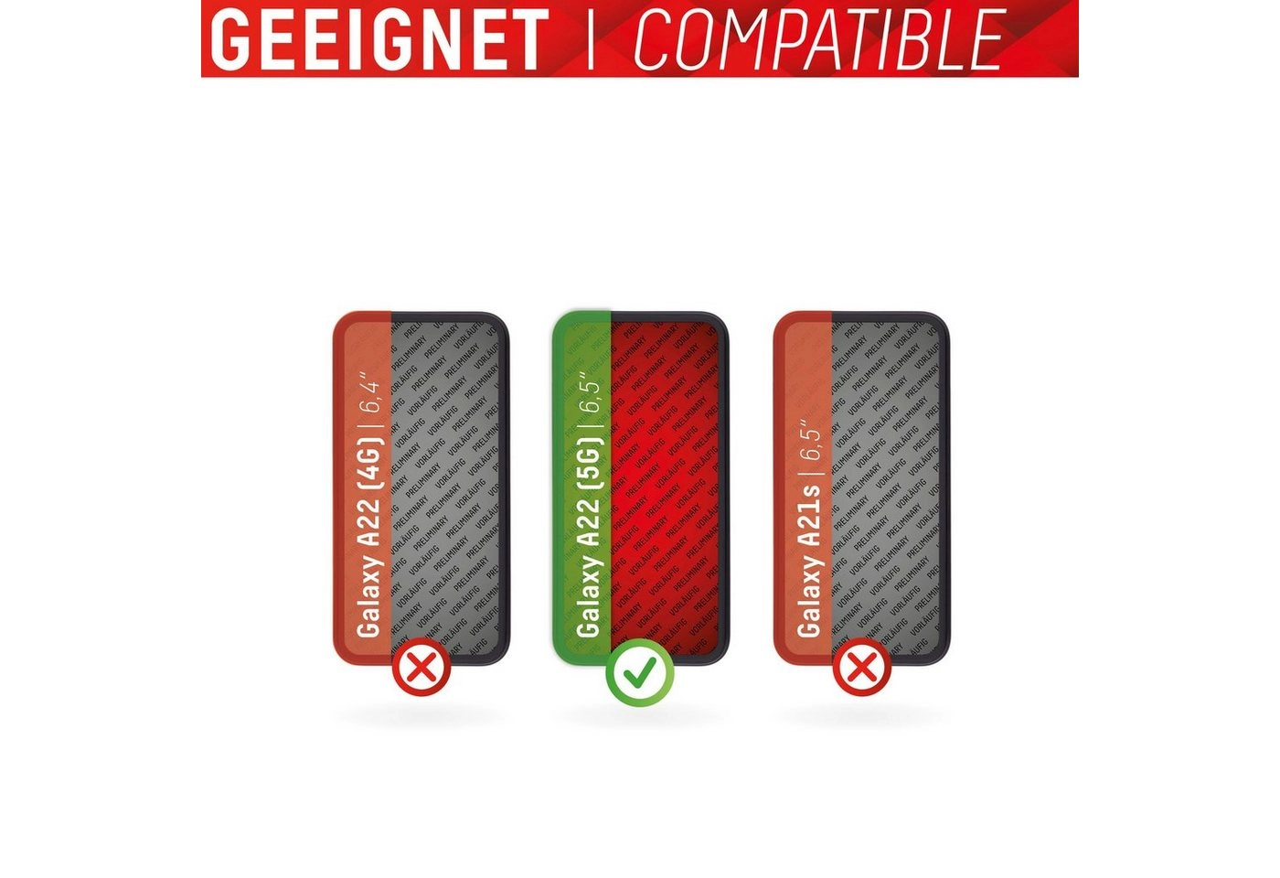 Displex »DISPLEX Real Glass Panzerglas für Samsung Galaxy A22 5G (6,5), 10H Tempered Glass, mit Montagerahmen, 2D« für Samsung Galaxy A22 (5G), Displayschutzfolie