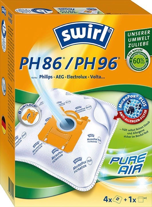 Swirl Staubsaugerbeutel Swirl® PH 86/96 Staubsaugerbeutel für Philips, 4er- Pack