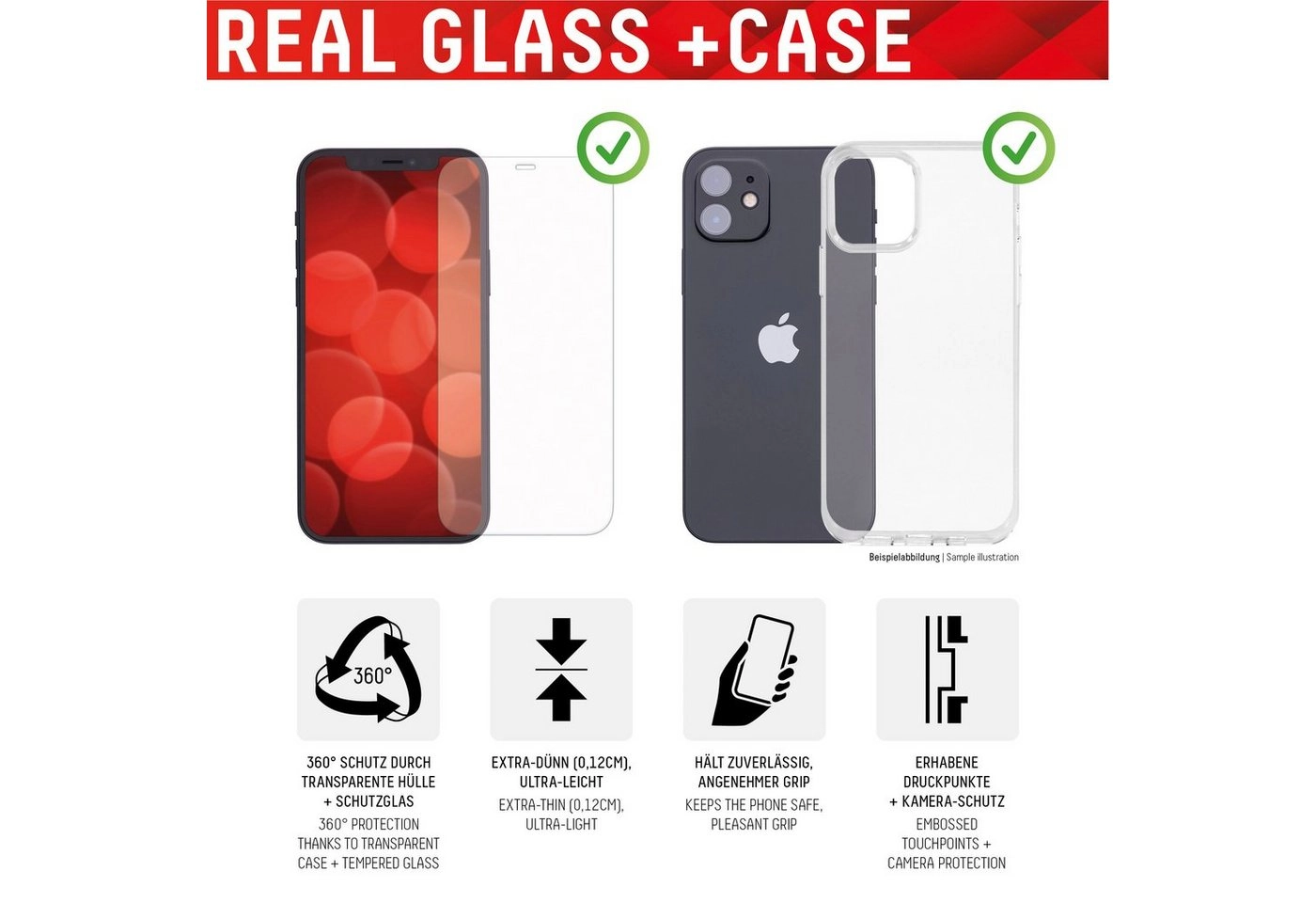 Displex »DISPLEX Real Glass + Case für iPhone 13«, Displayschutzfolie