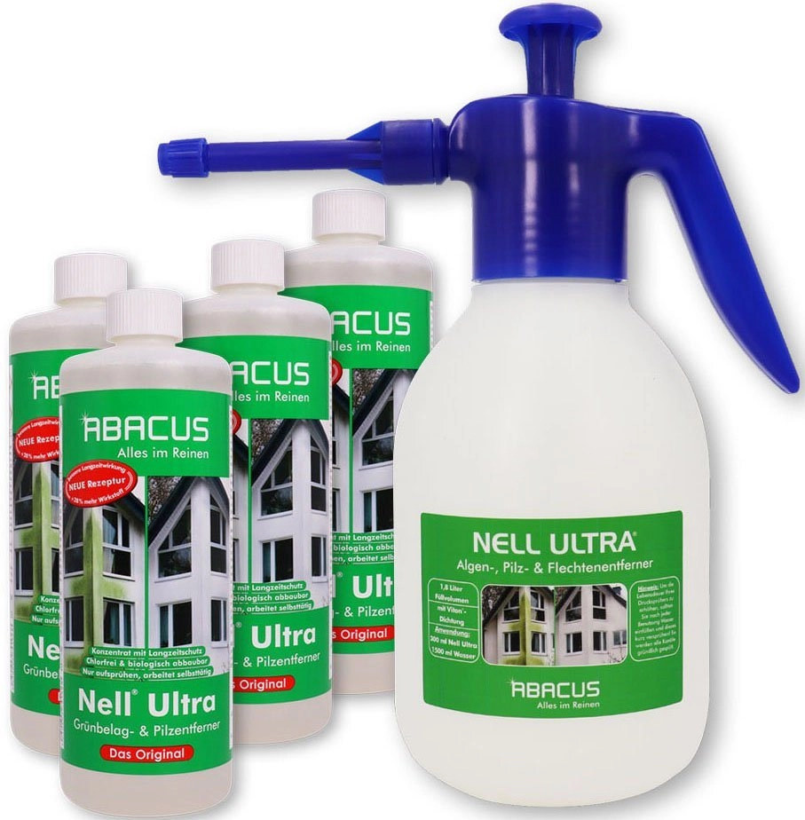 ABACUS »NELL ULTRA« Grünbelagentferner (Set, 5-tlg., 4er Set mit 1,8 L Drucksprüher, 1000 ml, bekannt aus der TV Werbung)