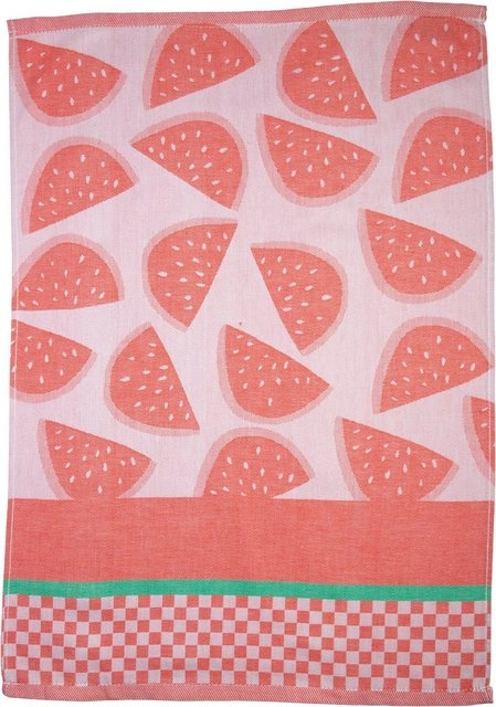 stuco Geschirrtuch »Summer Fruits Melone«, (Set, 3-tlg., 1x Geschirrtuch mit Früchte-Motiv, passend dazu 2 weitere Geschirrtücher in Streifenoptik), Jacquardgewebe