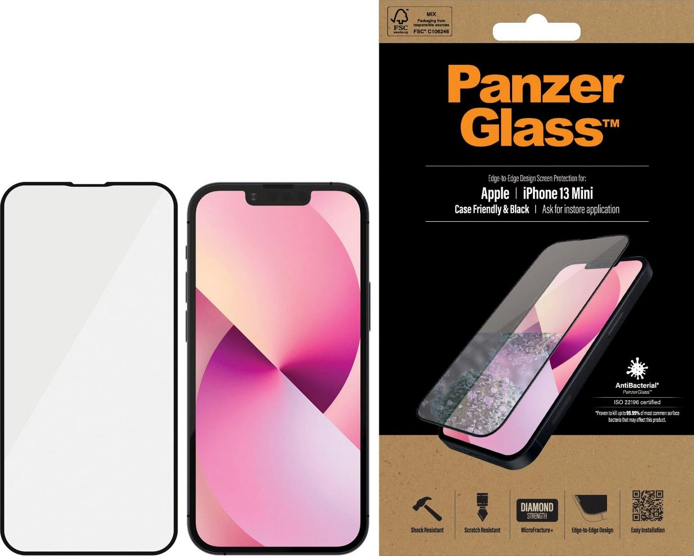 PanzerGlass »PanzerGlass E2E CF für iPhone 13 mini«, Displayschutzfolie