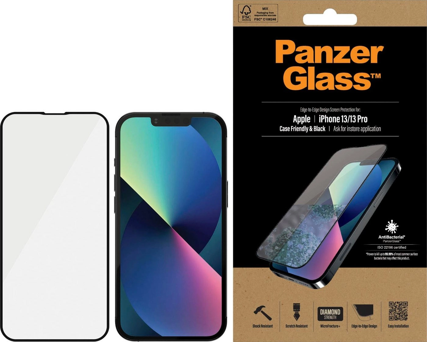 PanzerGlass »PanzerGlass E2E CF für iPhone 13«, Displayschutzglas