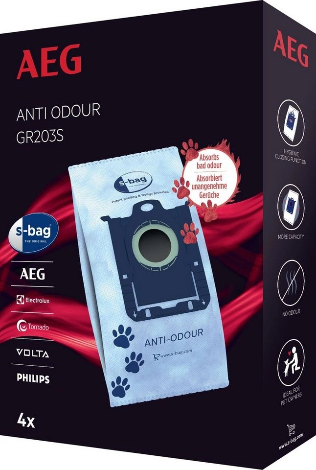 AEG Staubsaugerbeutel s-bag® Anti-Odour GR203S, 4er- Pack