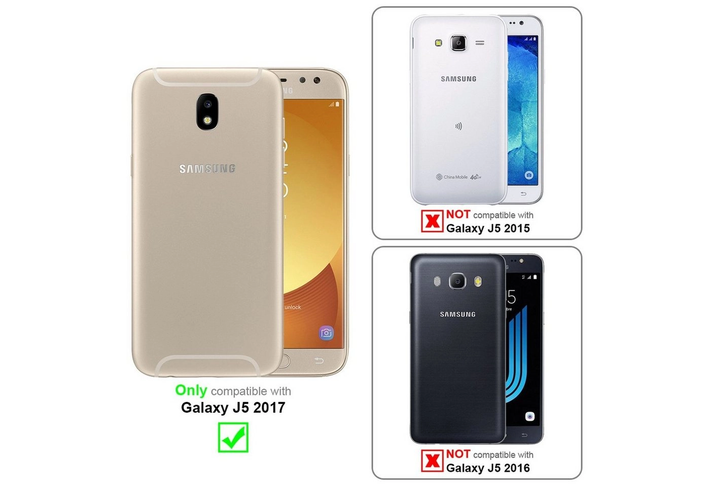 Cadorabo Panzer Folie für Samsung Galaxy J5 2017 Schutzfolie in KRISTALL KLAR Gehärtetes (Tempered) Display-Schutzglas in 9H Härte mit 3D Touch Kompatibilität