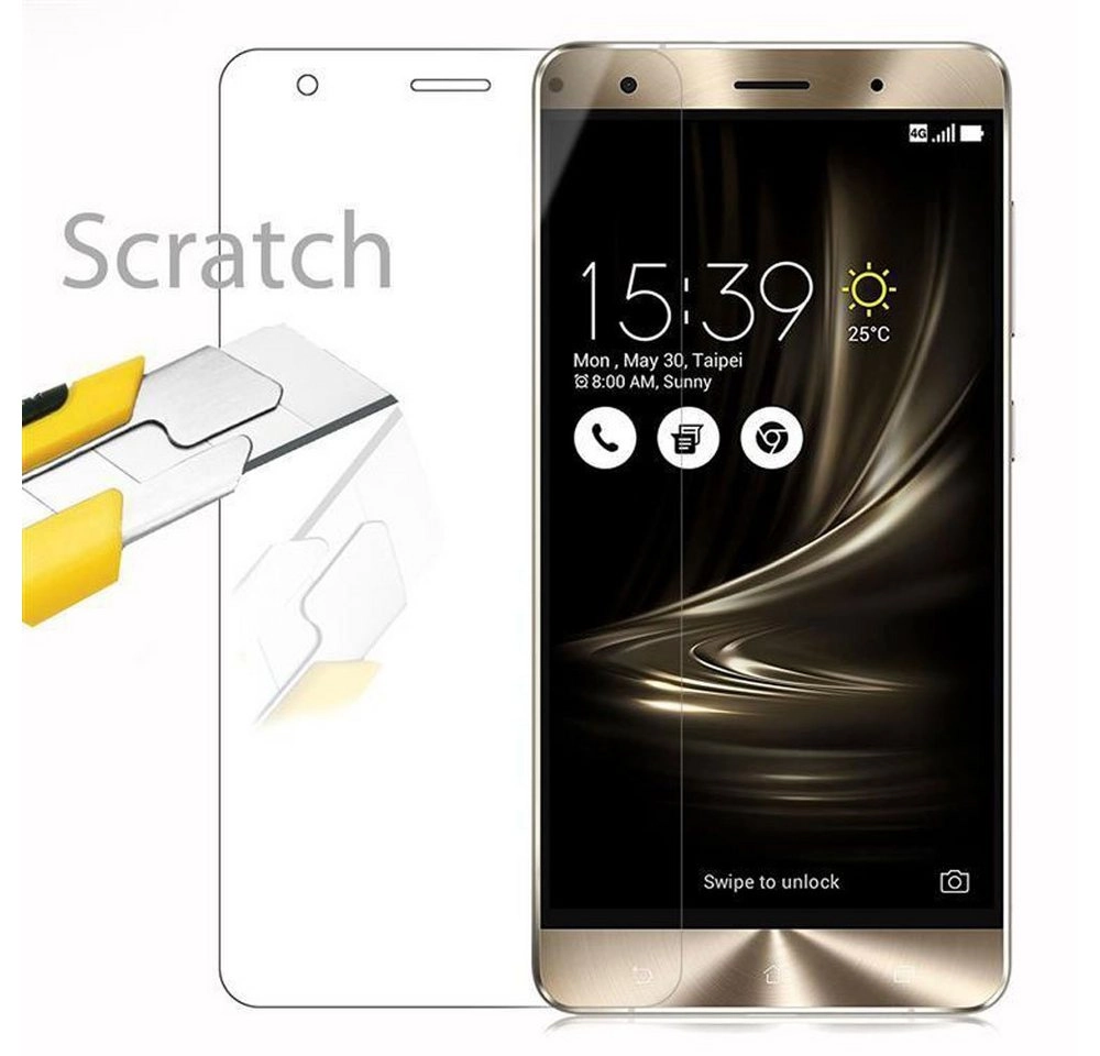 Cadorabo Panzer Folie für Asus ZenFone 3 DELUXE Schutzfolie in KRISTALL KLAR Gehärtetes (Tempered) Display-Schutzglas in 9H Härte mit 3D Touch Kompatibilität