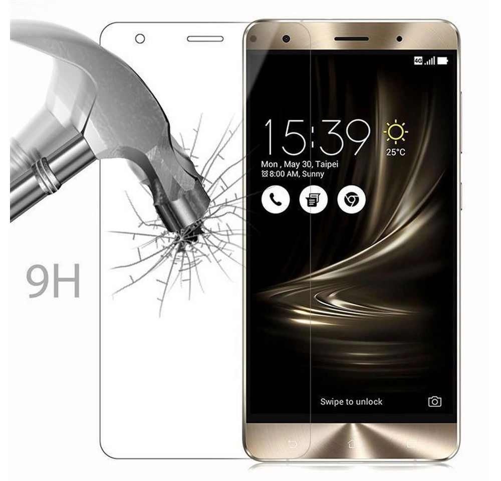 Cadorabo Panzer Folie für Asus ZenFone 3 DELUXE Schutzfolie in KRISTALL KLAR Gehärtetes (Tempered) Display-Schutzglas in 9H Härte mit 3D Touch Kompatibilität