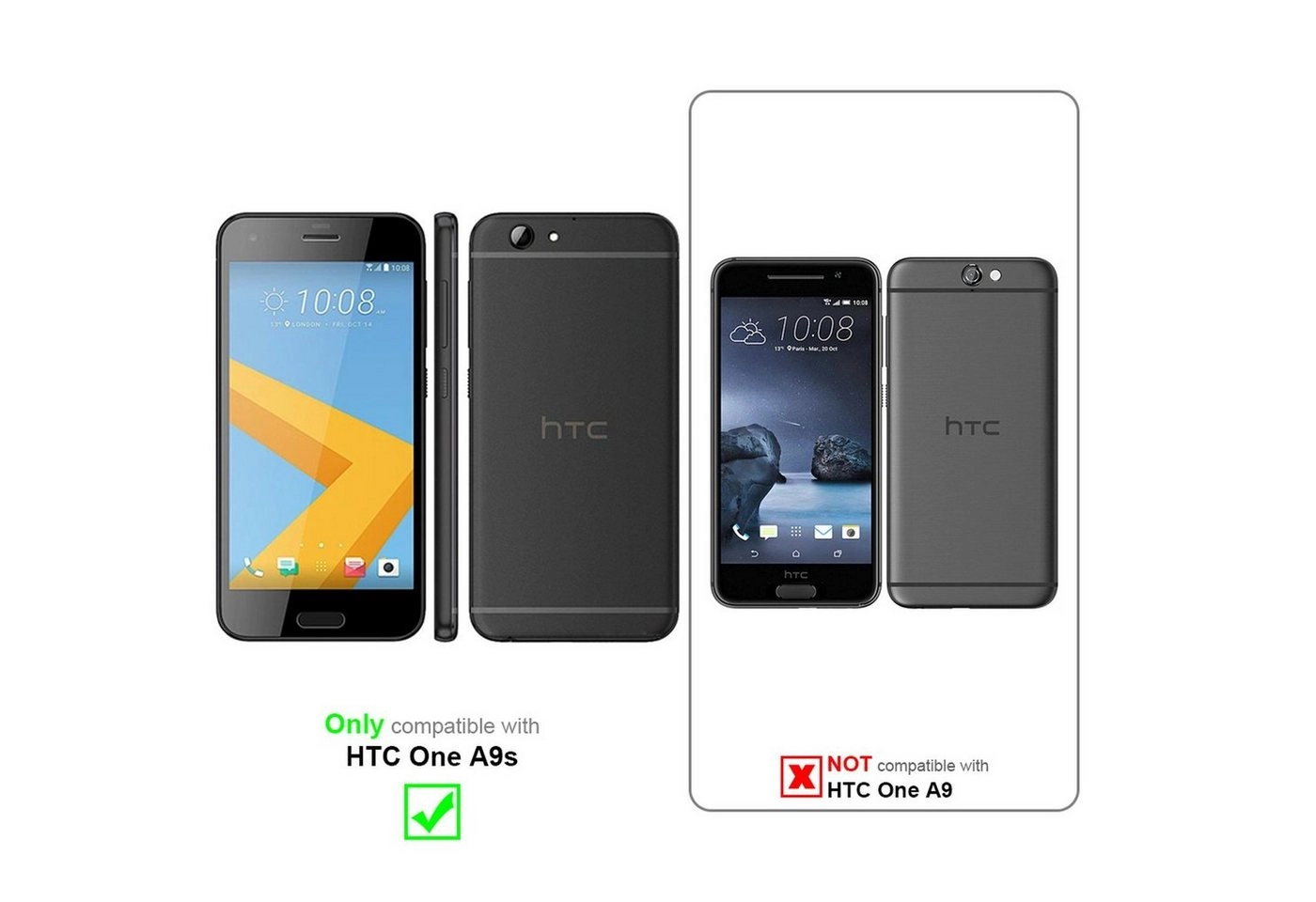 Cadorabo Panzer Folie für HTC ONE A9S Schutzfolie in KRISTALL KLAR Gehärtetes (Tempered) Display-Schutzglas in 9H Härte mit 3D Touch Kompatibilität