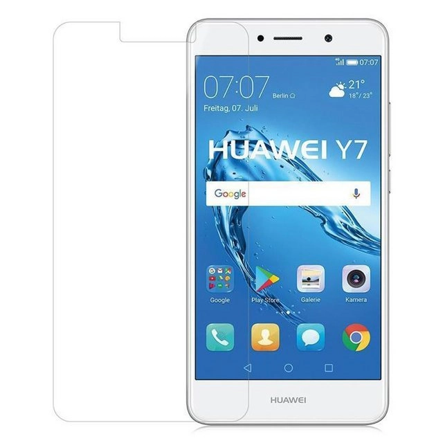 Cadorabo Panzer Folie für Huawei Y7 2017 Schutzfolie in KRISTALL KLAR Gehärtetes (Tempered) Display-Schutzglas in 9H Härte mit 3D Touch Kompatibilität