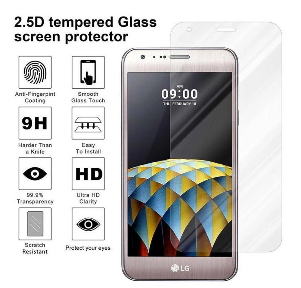 Cadorabo Panzer Folie für LG X CAM Schutzfolie in KRISTALL KLAR Gehärtetes (Tempered) Display-Schutzglas in 9H Härte mit 3D Touch Kompatibilität