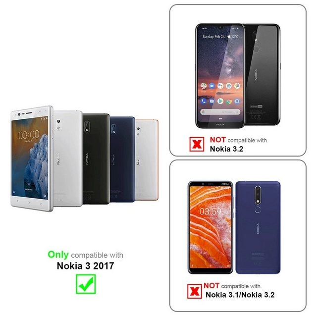 Cadorabo Panzer Folie für Nokia 3 2017 Schutzfolie in KRISTALL KLAR Gehärtetes (Tempered) Display-Schutzglas in 9H Härte mit 3D Touch Kompatibilität