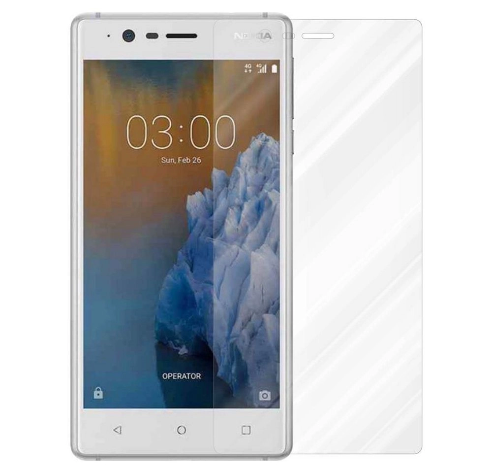 Cadorabo Panzer Folie für Nokia 3 2017 Schutzfolie in KRISTALL KLAR Gehärtetes (Tempered) Display-Schutzglas in 9H Härte mit 3D Touch Kompatibilität