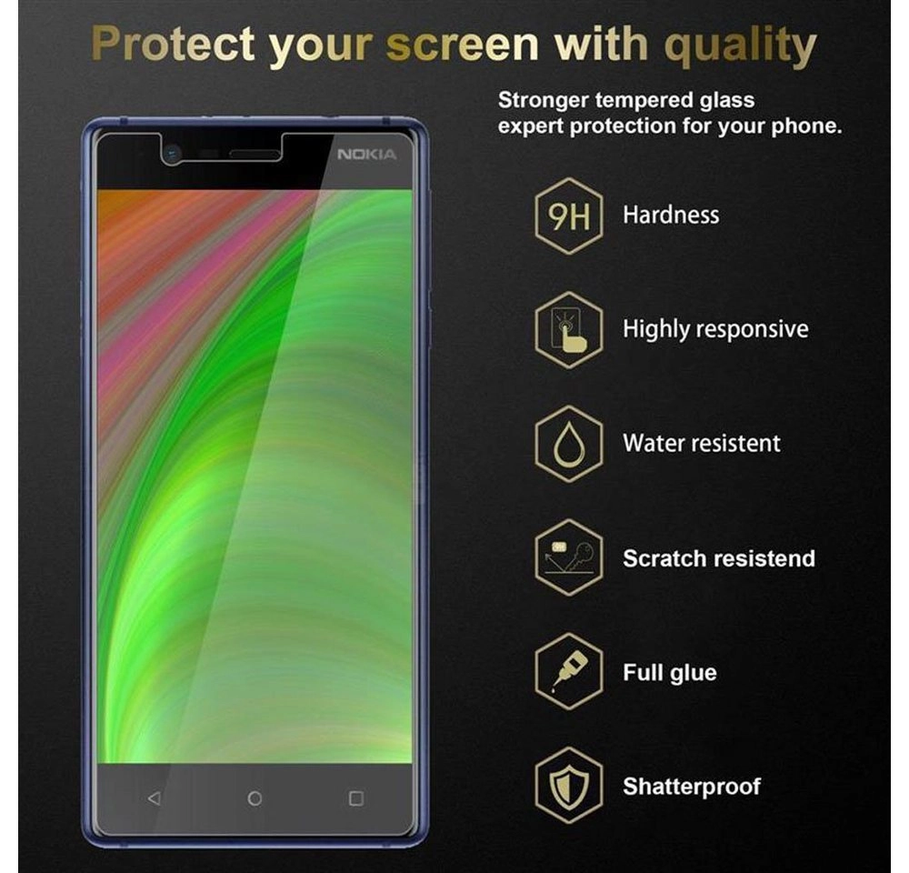Cadorabo Panzer Folie für Nokia 3 2017 Schutzfolie in KRISTALL KLAR Gehärtetes (Tempered) Display-Schutzglas in 9H Härte mit 3D Touch Kompatibilität
