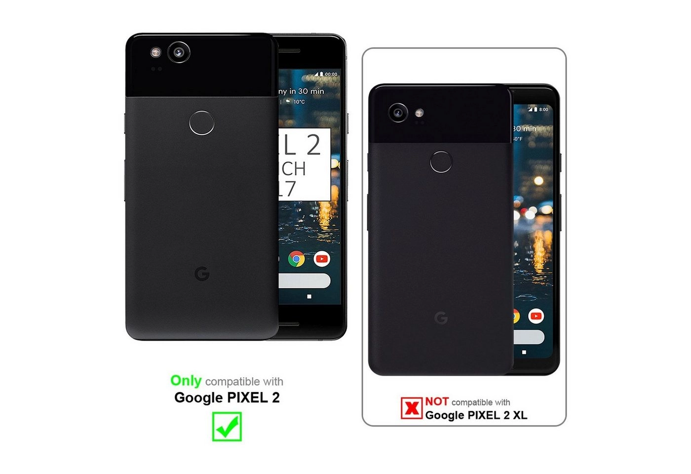 Cadorabo Panzer Folie für Google Pixel 2 Schutzfolie in KRISTALL KLAR Gehärtetes (Tempered) Display-Schutzglas in 9H Härte mit 3D Touch Kompatibilität