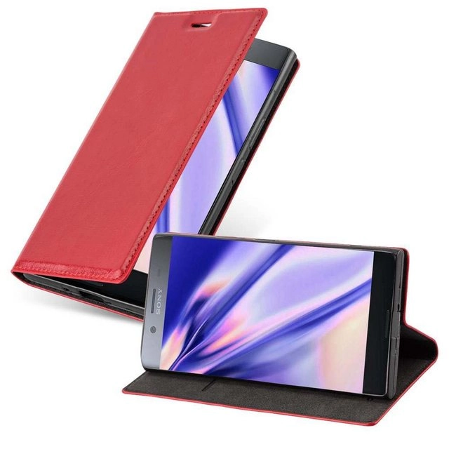 Cadorabo Hülle für Sony Xperia XZ PREMIUM in APFEL ROT Handyhülle mit Magnetverschluss, Standfunktion und Kartenfach Case Cover Schutzhülle Etui Tasche Book Klapp Style