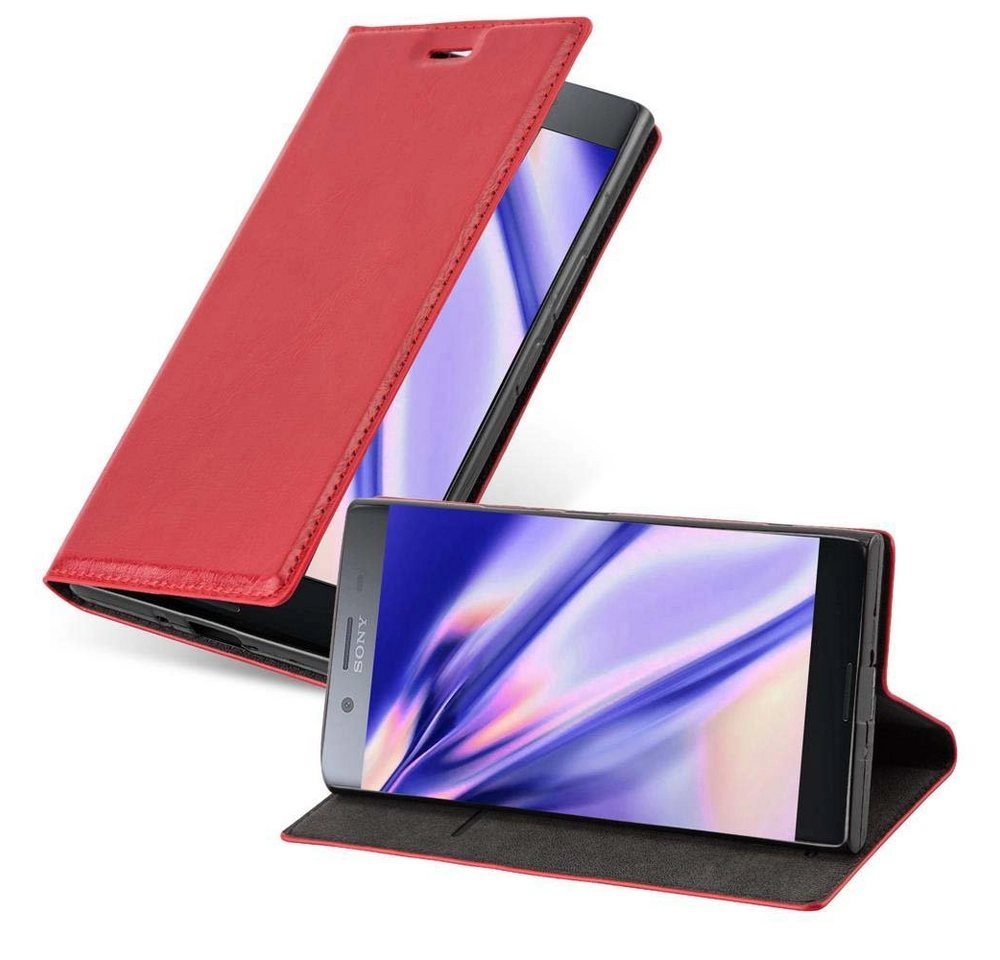 Cadorabo Hülle für Sony Xperia XZ PREMIUM in APFEL ROT Handyhülle mit Magnetverschluss, Standfunktion und Kartenfach Case Cover Schutzhülle Etui Tasche Book Klapp Style