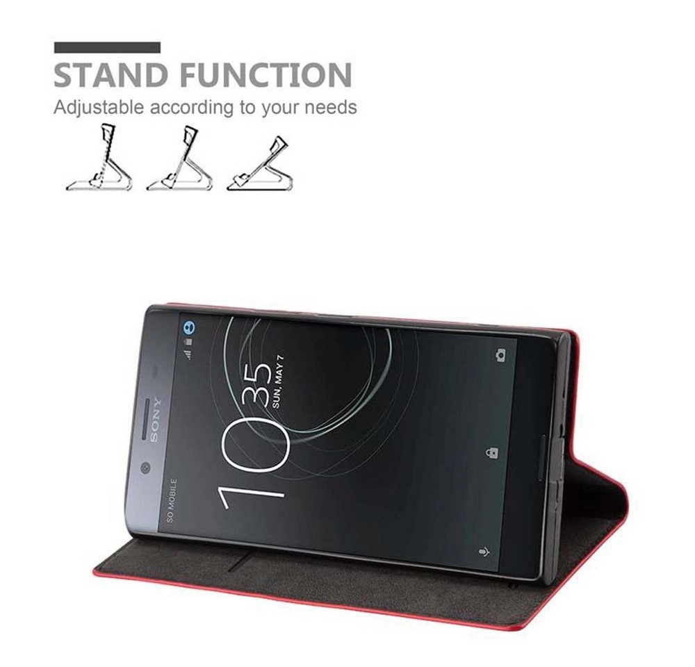 Cadorabo Hülle für Sony Xperia XZ PREMIUM in APFEL ROT Handyhülle mit Magnetverschluss, Standfunktion und Kartenfach Case Cover Schutzhülle Etui Tasche Book Klapp Style