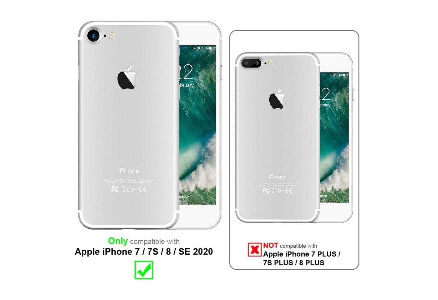 Cadorabo Vollbild Panzer Folie für Apple iPhone 7 / 7S / 8 / SE 2020 Schutzfolie in TRANSPARENT mit SCHWARZ Gehärtetes (Tempered) Display-Schutzglas in 9H Härte mit 3D Touch Kompatibilität