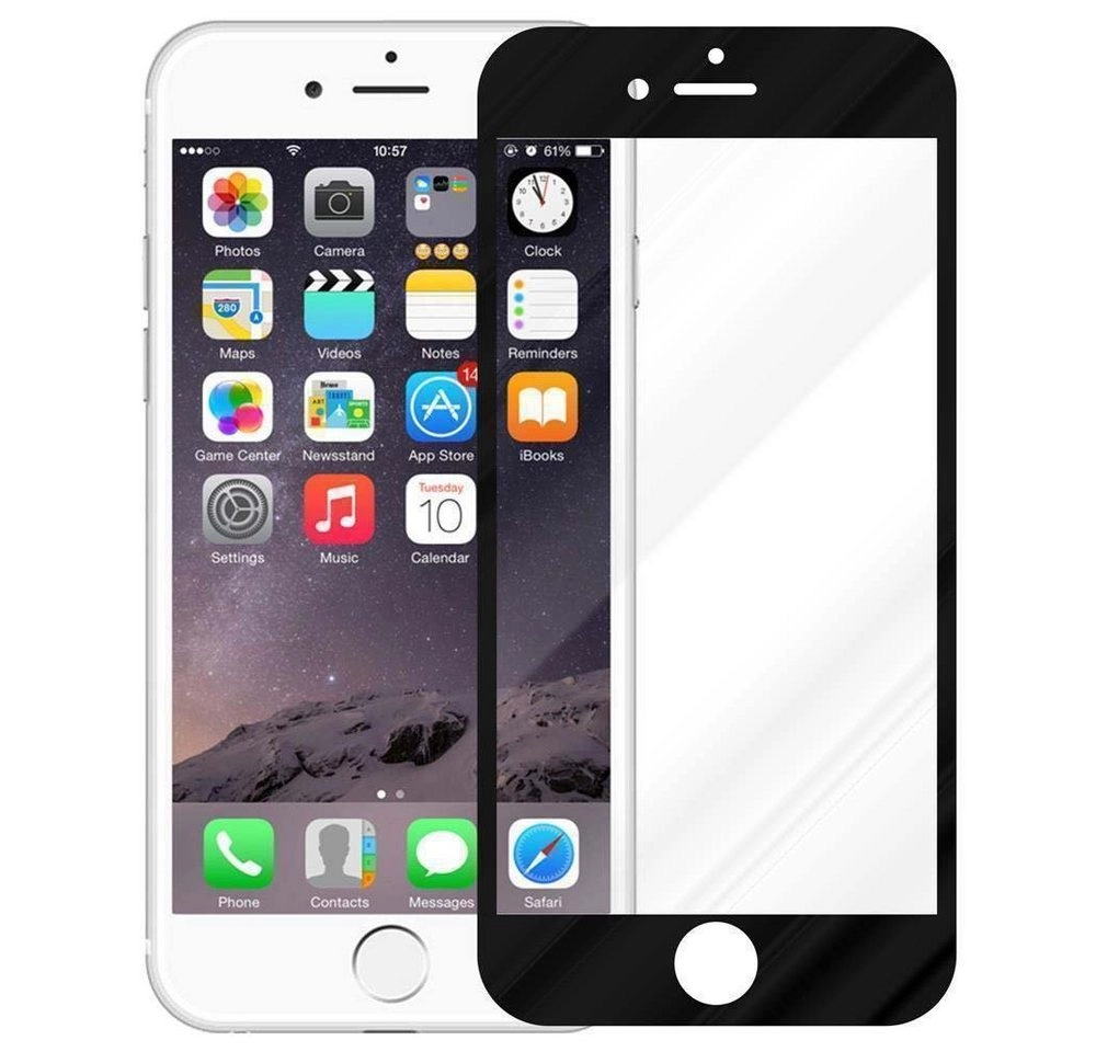 Cadorabo Vollbild Panzer Folie für Apple iPhone 7 / 7S / 8 / SE 2020 Schutzfolie in TRANSPARENT mit SCHWARZ Gehärtetes (Tempered) Display-Schutzglas in 9H Härte mit 3D Touch Kompatibilität