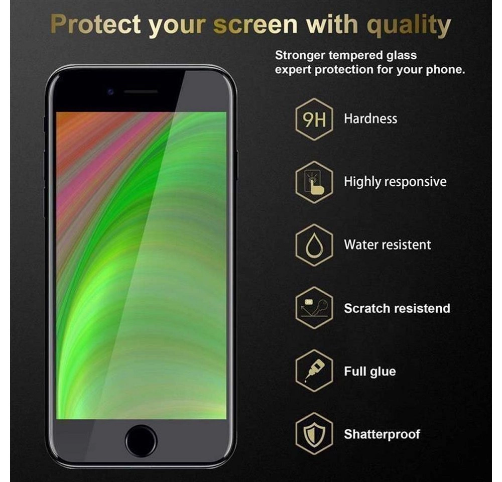 Cadorabo Vollbild Panzer Folie für Apple iPhone 7 / 7S / 8 / SE 2020 Schutzfolie in TRANSPARENT mit SCHWARZ Gehärtetes (Tempered) Display-Schutzglas in 9H Härte mit 3D Touch Kompatibilität