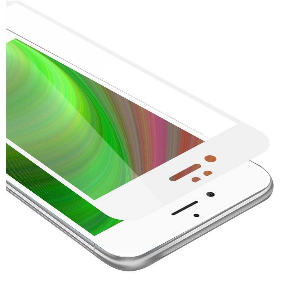 Cadorabo Vollbild Panzer Folie für Apple iPhone 7 / 7S / 8 / SE 2020 Schutzfolie in TRANSPARENT mit WEISS Gehärtetes (Tempered) Display-Schutzglas in 9H Härte mit 3D Touch Kompatibilität