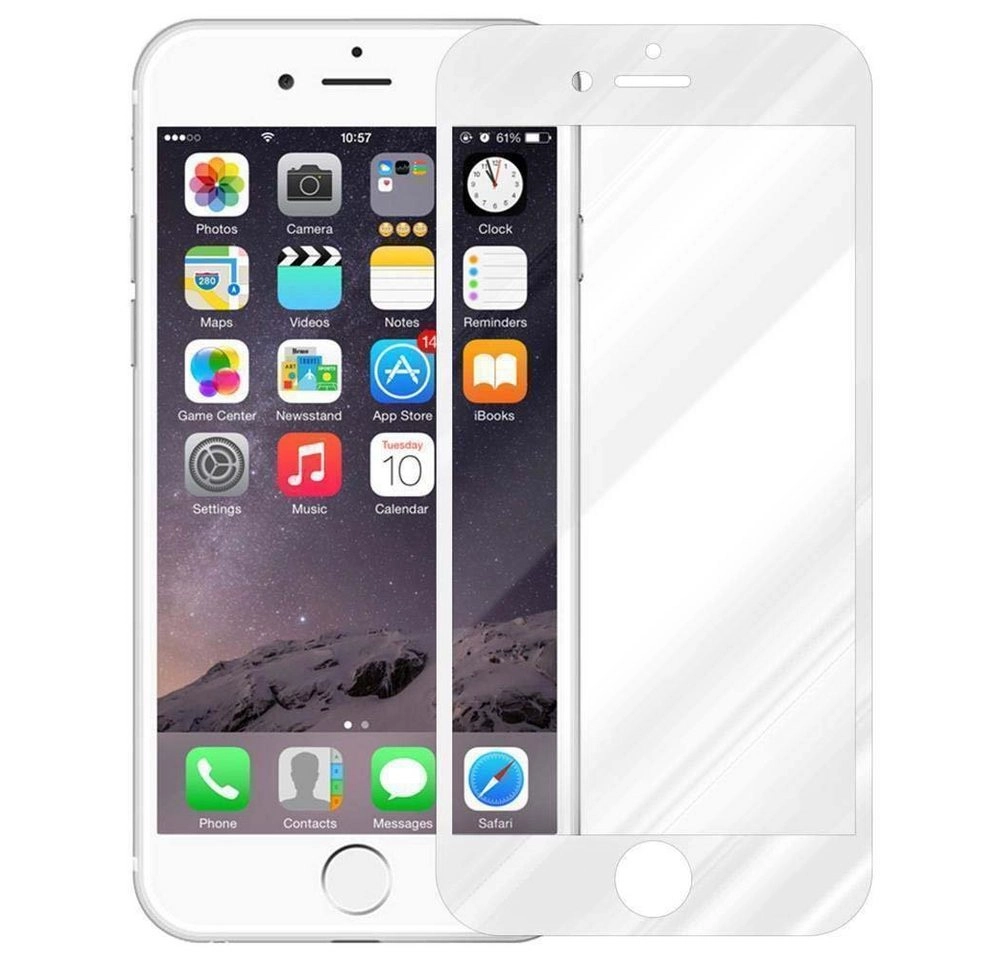 Cadorabo Vollbild Panzer Folie für Apple iPhone 7 / 7S / 8 / SE 2020 Schutzfolie in TRANSPARENT mit WEISS Gehärtetes (Tempered) Display-Schutzglas in 9H Härte mit 3D Touch Kompatibilität