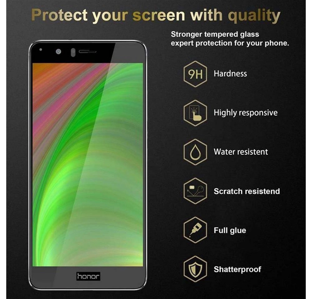 Cadorabo Vollbild Panzer Folie für Honor V8 Schutzfolie in TRANSPARENT mit SCHWARZ Gehärtetes (Tempered) Display-Schutzglas in 9H Härte mit 3D Touch Kompatibilität