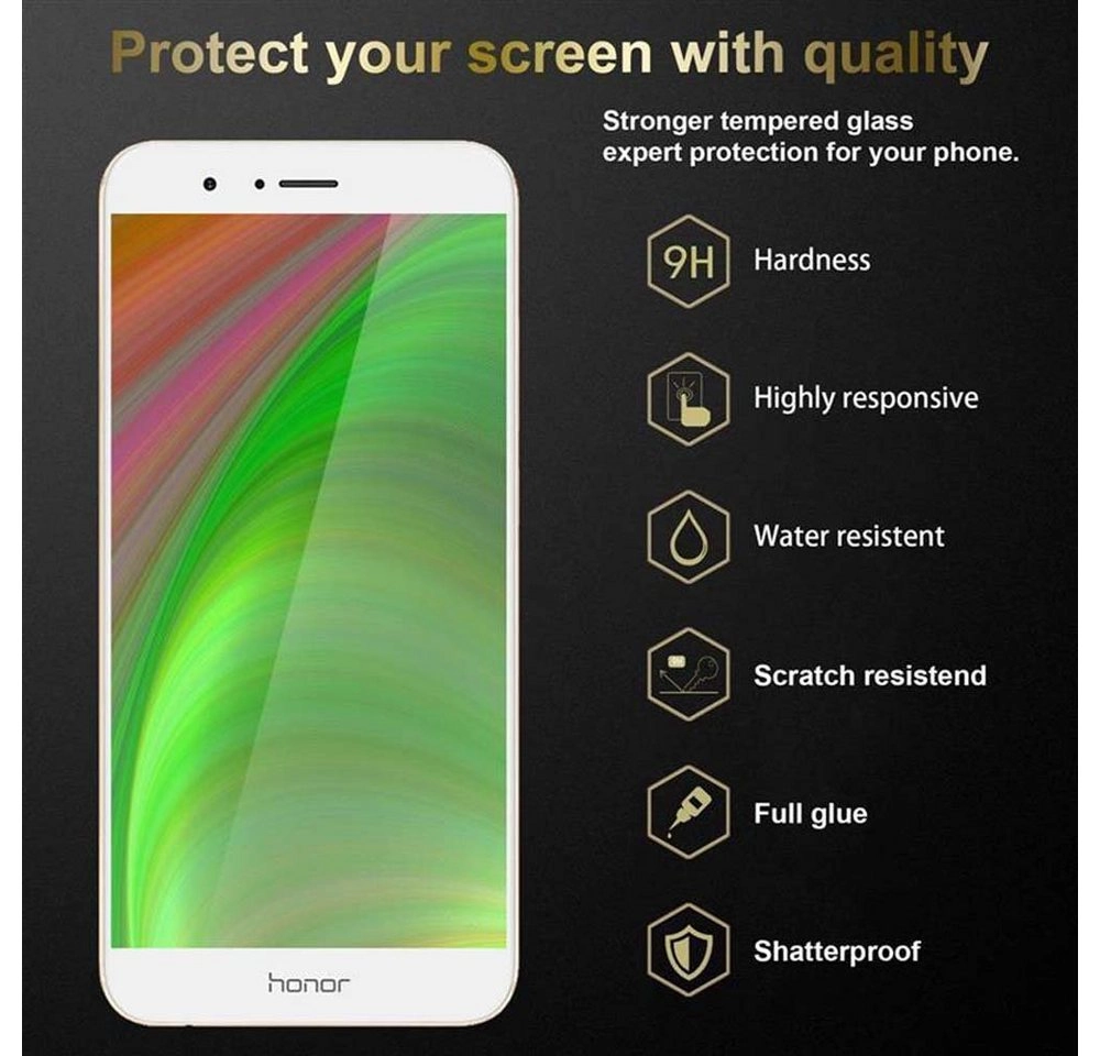 Cadorabo Vollbild Panzer Folie für Honor V9 Schutzfolie in TRANSPARENT mit WEISS Gehärtetes (Tempered) Display-Schutzglas in 9H Härte mit 3D Touch Kompatibilität