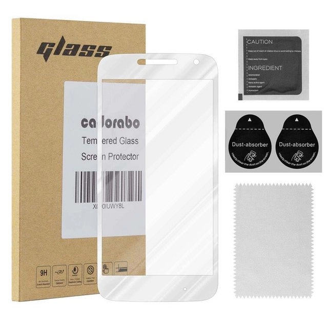 Cadorabo Vollbild Panzer Folie für Motorola MOTO G4 PLAY Schutzfolie in TRANSPARENT mit WEISS Gehärtetes (Tempered) Display-Schutzglas in 9H Härte mit 3D Touch Kompatibilität