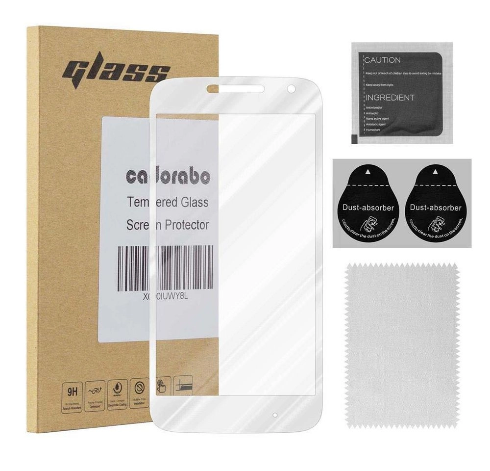Cadorabo Vollbild Panzer Folie für Motorola MOTO G4 PLAY Schutzfolie in TRANSPARENT mit WEISS Gehärtetes (Tempered) Display-Schutzglas in 9H Härte mit 3D Touch Kompatibilität
