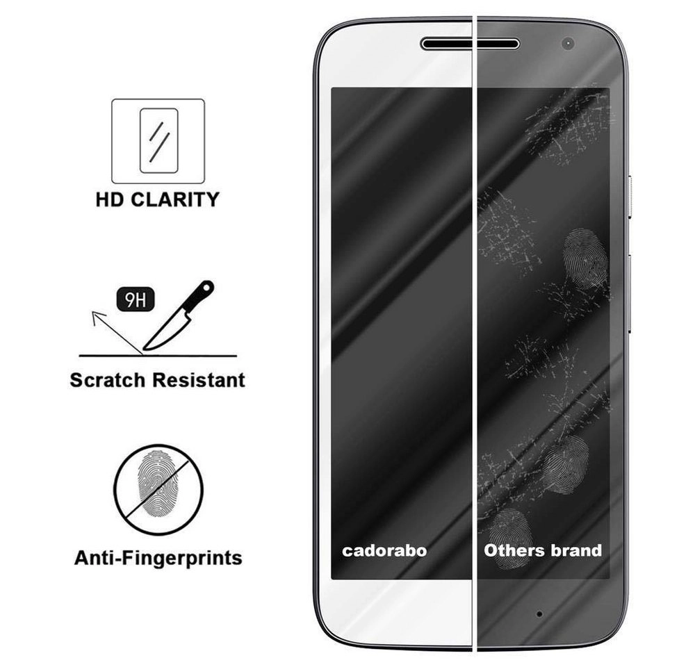Cadorabo Vollbild Panzer Folie für Motorola MOTO G4 PLAY Schutzfolie in TRANSPARENT mit WEISS Gehärtetes (Tempered) Display-Schutzglas in 9H Härte mit 3D Touch Kompatibilität