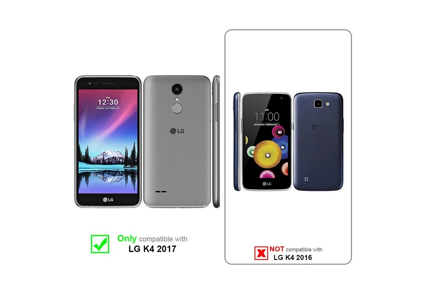 Cadorabo Vollbild Panzer Folie für LG K4 2017 Schutzfolie in TRANSPARENT mit WEISS Gehärtetes (Tempered) Display-Schutzglas in 9H Härte mit 3D Touch Kompatibilität