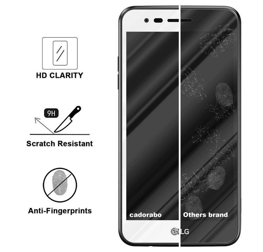 Cadorabo Vollbild Panzer Folie für LG K4 2017 Schutzfolie in TRANSPARENT mit WEISS Gehärtetes (Tempered) Display-Schutzglas in 9H Härte mit 3D Touch Kompatibilität