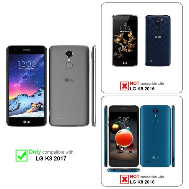 Cadorabo Vollbild Panzer Folie für LG K8 2017 Schutzfolie in TRANSPARENT mit SCHWARZ Gehärtetes (Tempered) Display-Schutzglas in 9H Härte mit 3D Touch Kompatibilität