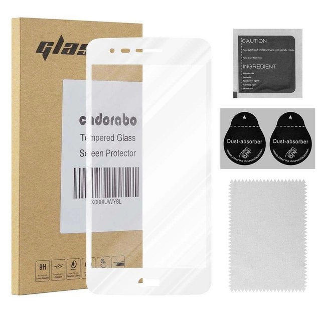Cadorabo Vollbild Panzer Folie für LG K8 2017 Schutzfolie in TRANSPARENT mit WEISS Gehärtetes (Tempered) Display-Schutzglas in 9H Härte mit 3D Touch Kompatibilität