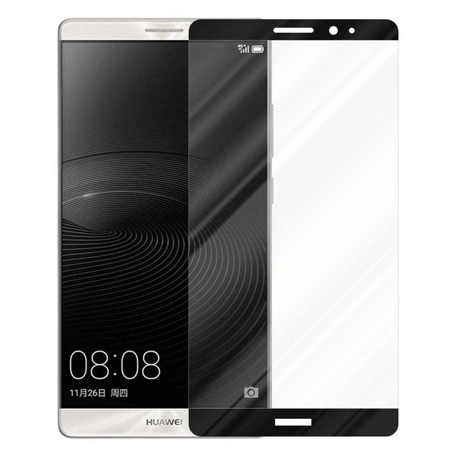 Cadorabo Vollbild Panzer Folie für Huawei MATE 8 Schutzfolie in TRANSPARENT mit SCHWARZ Gehärtetes (Tempered) Display-Schutzglas in 9H Härte mit 3D Touch Kompatibilität