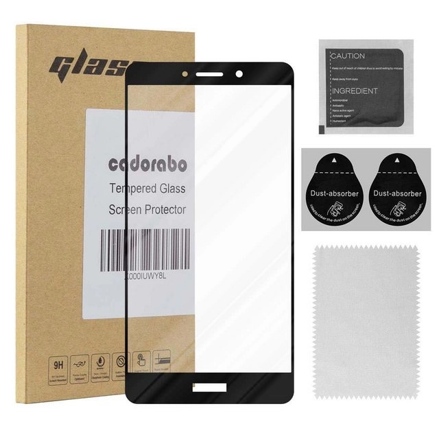 Cadorabo Vollbild Panzer Folie für Huawei MATE 9 LITE / Honor 6X Schutzfolie in TRANSPARENT mit SCHWARZ Gehärtetes (Tempered) Display-Schutzglas in 9H Härte mit 3D Touch Kompatibilität