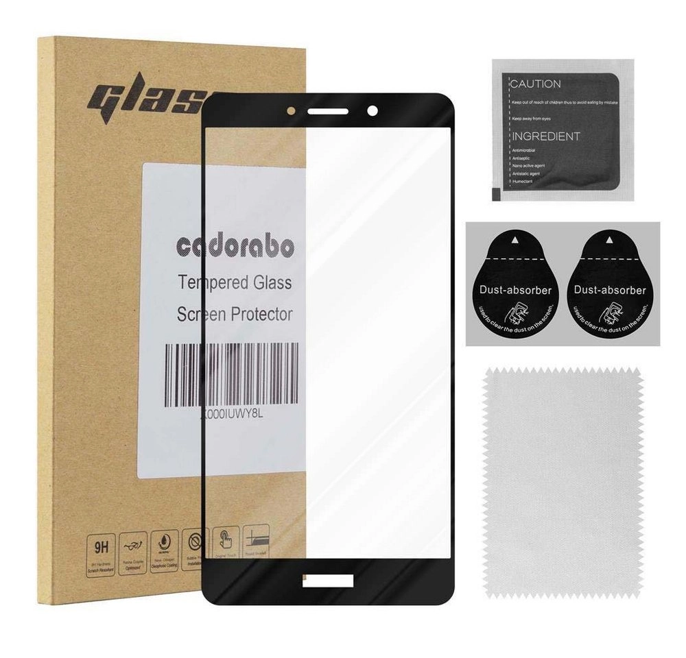 Cadorabo Vollbild Panzer Folie für Huawei MATE 9 LITE / Honor 6X Schutzfolie in TRANSPARENT mit SCHWARZ Gehärtetes (Tempered) Display-Schutzglas in 9H Härte mit 3D Touch Kompatibilität