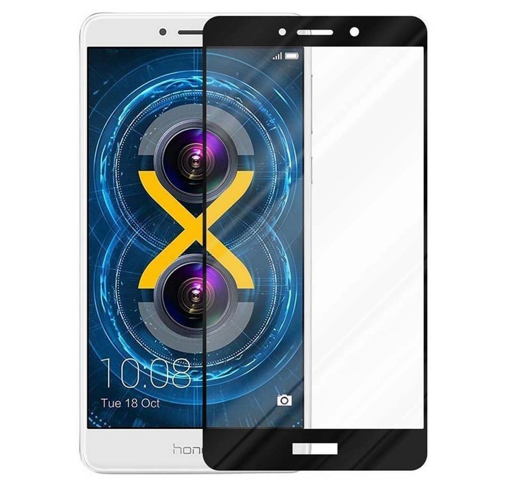 Cadorabo Vollbild Panzer Folie für Huawei MATE 9 LITE / Honor 6X Schutzfolie in TRANSPARENT mit SCHWARZ Gehärtetes (Tempered) Display-Schutzglas in 9H Härte mit 3D Touch Kompatibilität