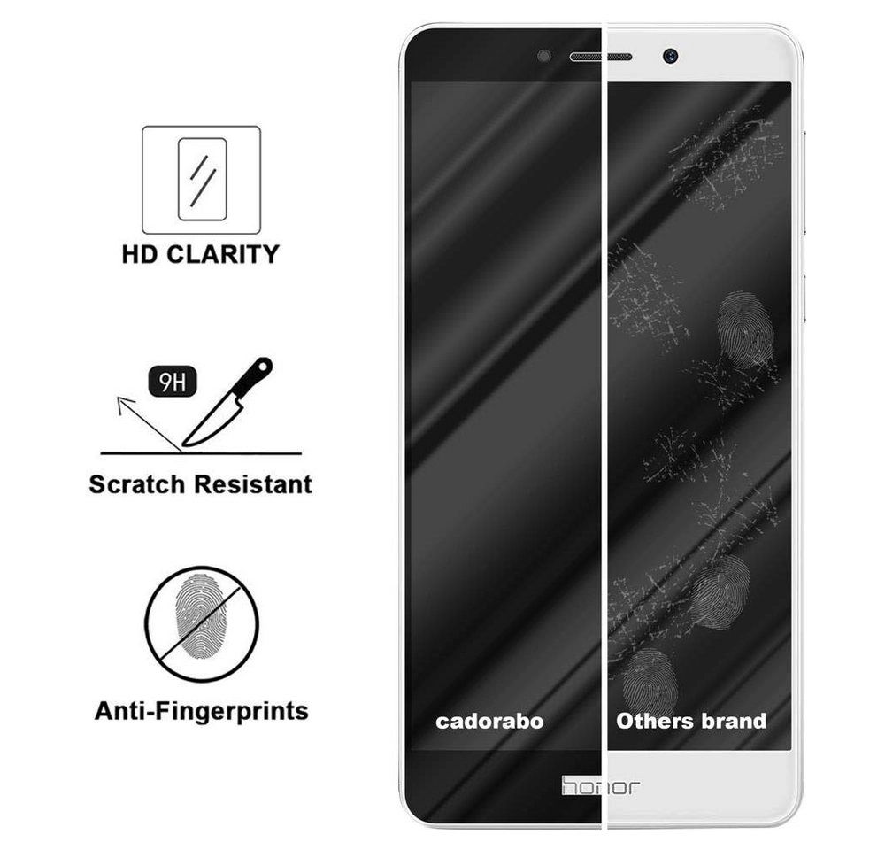 Cadorabo Vollbild Panzer Folie für Huawei MATE 9 LITE / Honor 6X Schutzfolie in TRANSPARENT mit SCHWARZ Gehärtetes (Tempered) Display-Schutzglas in 9H Härte mit 3D Touch Kompatibilität