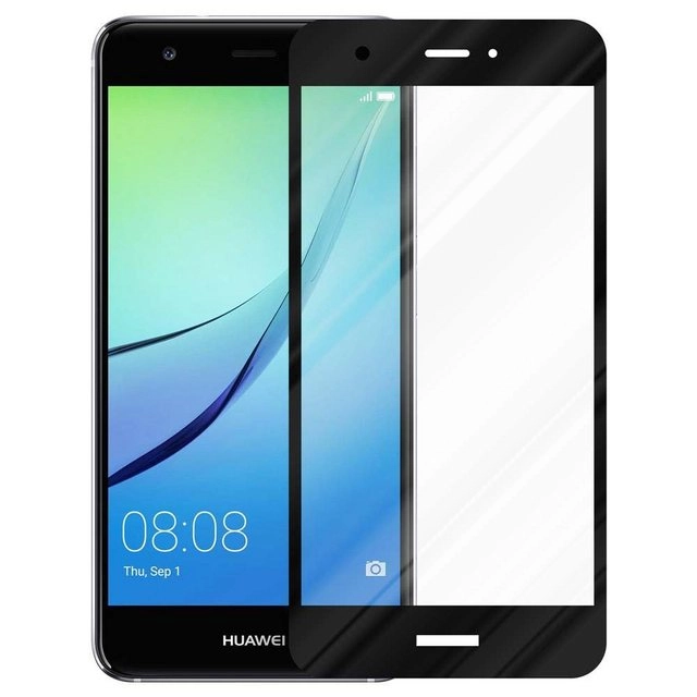 Cadorabo Vollbild Panzer Folie für Huawei NOVA Schutzfolie in TRANSPARENT mit SCHWARZ Gehärtetes (Tempered) Display-Schutzglas in 9H Härte mit 3D Touch Kompatibilität