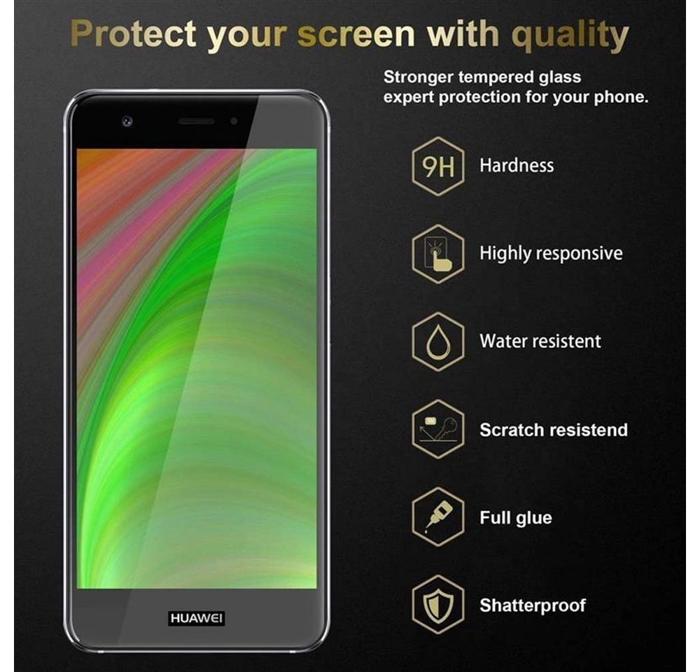 Cadorabo Vollbild Panzer Folie für Huawei NOVA Schutzfolie in TRANSPARENT mit SCHWARZ Gehärtetes (Tempered) Display-Schutzglas in 9H Härte mit 3D Touch Kompatibilität