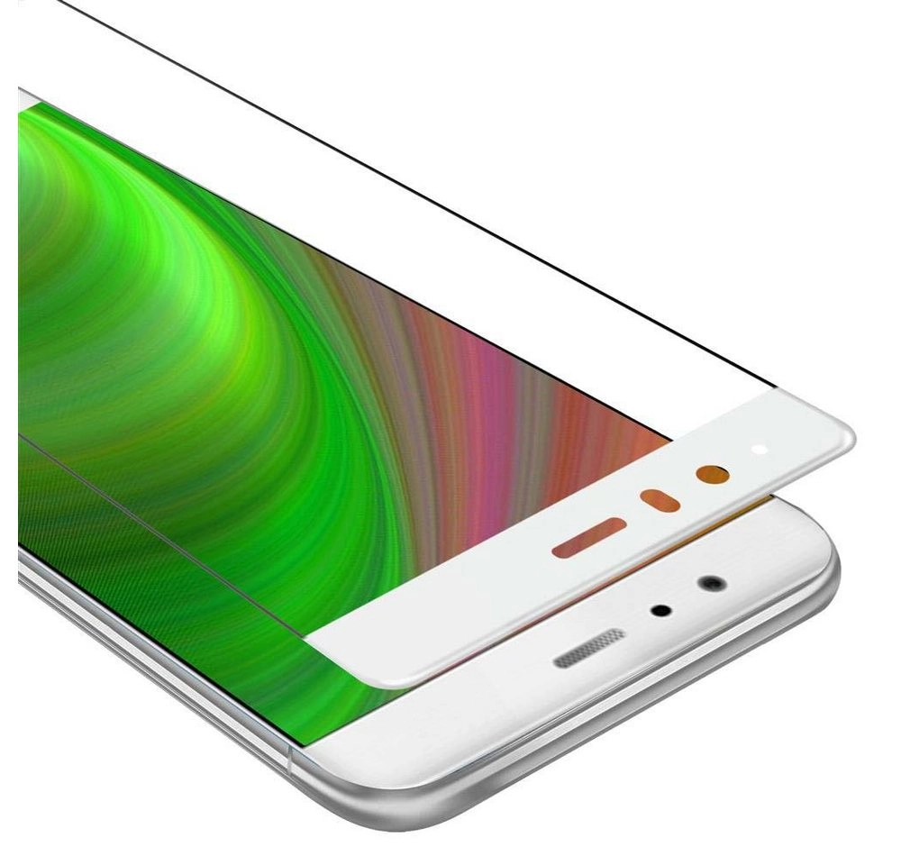 Cadorabo Vollbild Panzer Folie für Huawei P9 Schutzfolie in TRANSPARENT mit WEISS Gehärtetes (Tempered) Display-Schutzglas in 9H Härte mit 3D Touch Kompatibilität