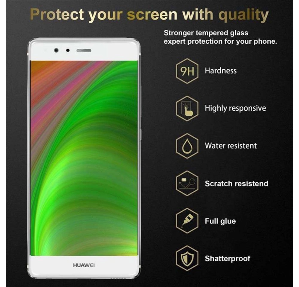 Cadorabo Vollbild Panzer Folie für Huawei P9 Schutzfolie in TRANSPARENT mit WEISS Gehärtetes (Tempered) Display-Schutzglas in 9H Härte mit 3D Touch Kompatibilität