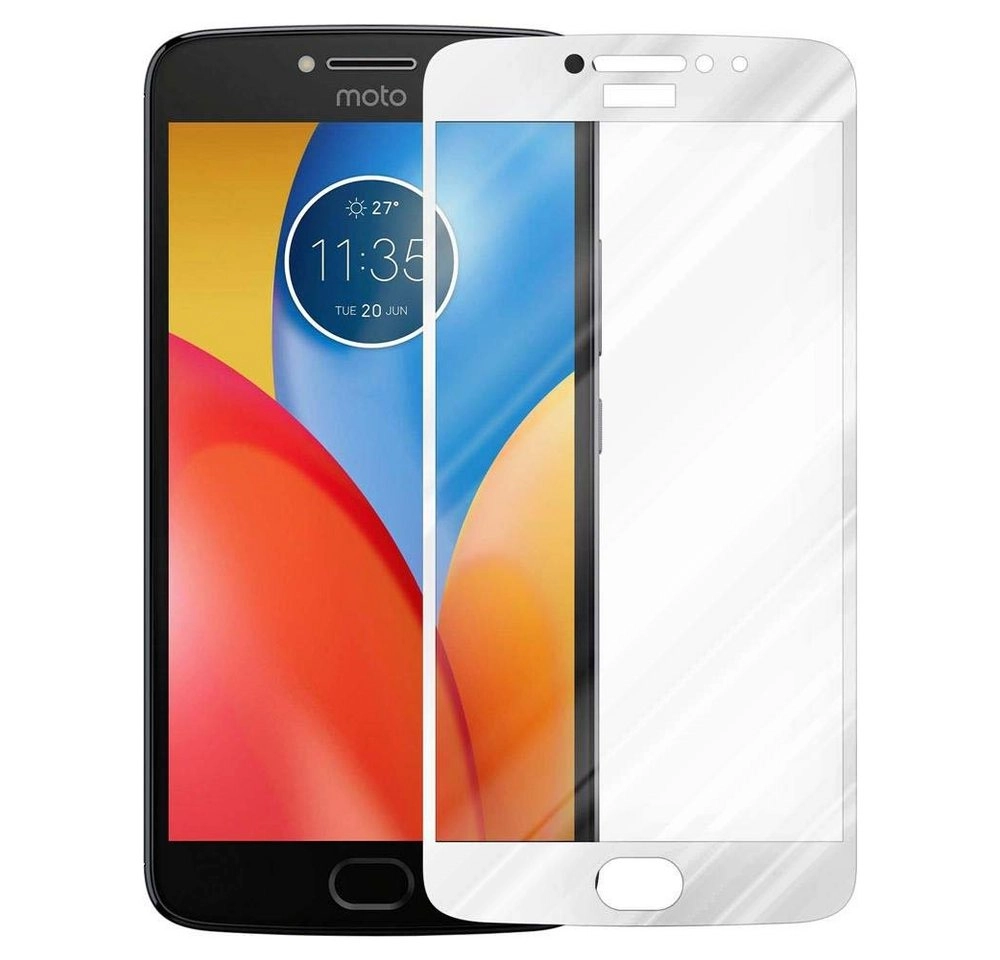 Cadorabo Vollbild Panzer Folie für Motorola MOTO E4 Schutzfolie in TRANSPARENT mit WEISS Gehärtetes (Tempered) Display-Schutzglas in 9H Härte mit 3D Touch Kompatibilität