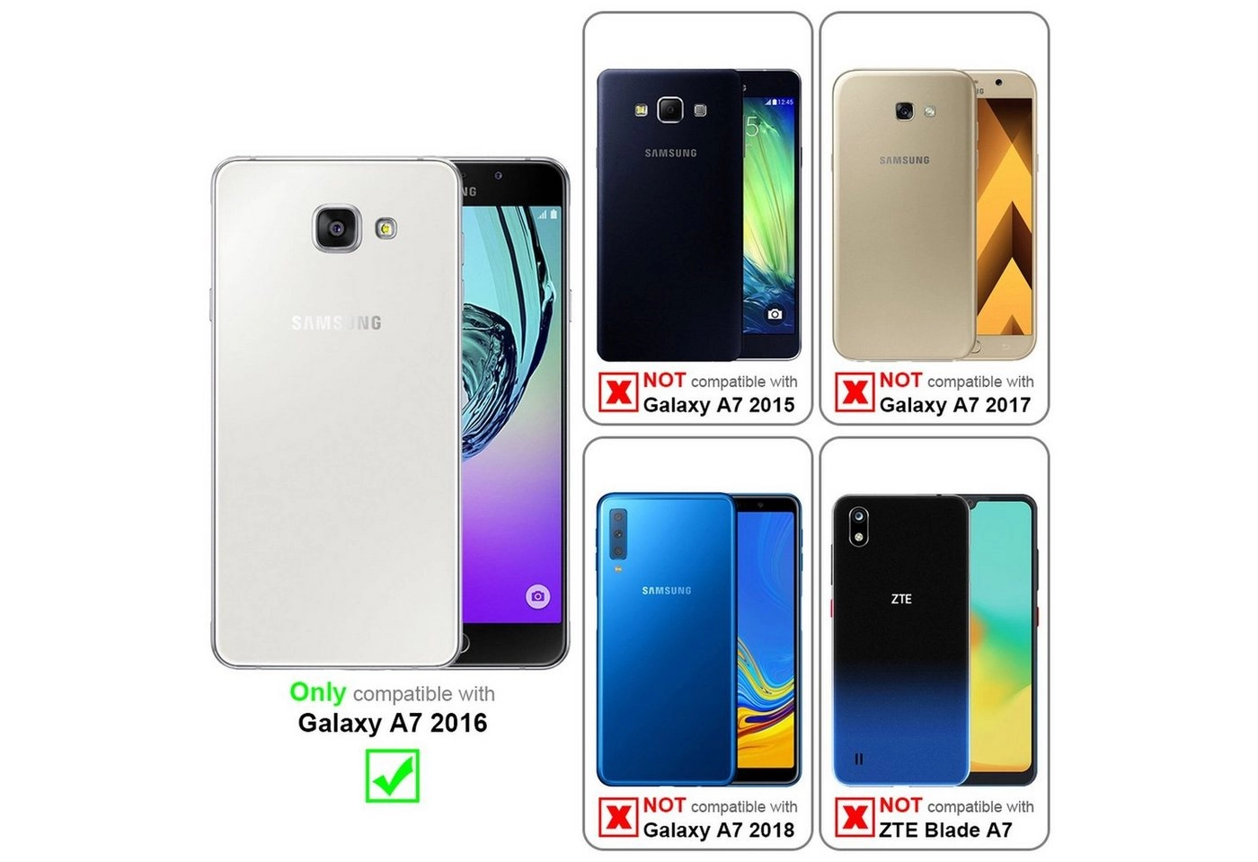 Cadorabo Vollbild Panzer Folie für Samsung Galaxy A7 2016 Schutzfolie in TRANSPARENT mit SCHWARZ Gehärtetes (Tempered) Display-Schutzglas in 9H Härte mit 3D Touch Kompatibilität
