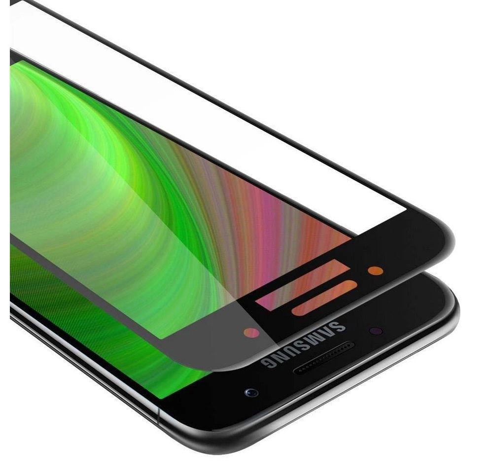 Cadorabo Vollbild Panzer Folie für Samsung Galaxy A7 2017 Schutzfolie in TRANSPARENT mit SCHWARZ Gehärtetes (Tempered) Display-Schutzglas in 9H Härte mit 3D Touch Kompatibilität